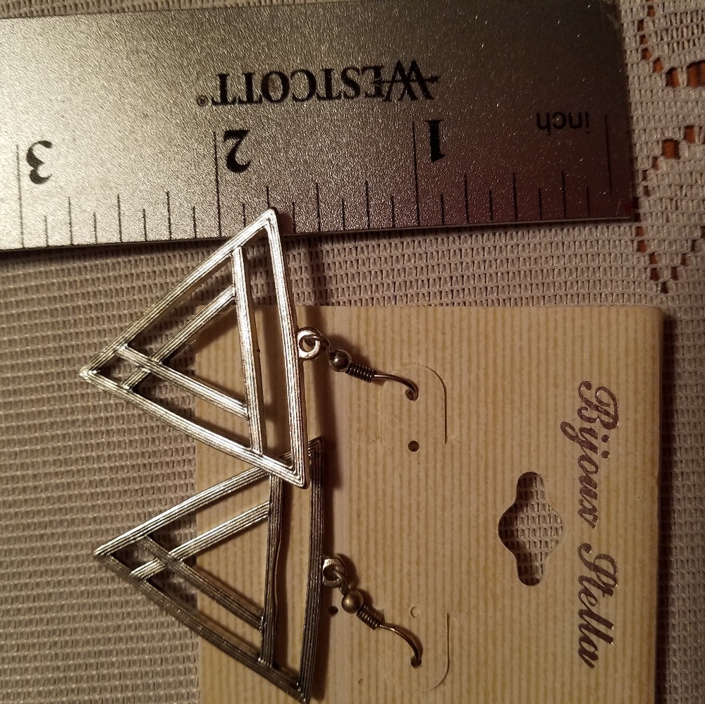 Silver Triangle Earrings - Picture 7 of 7